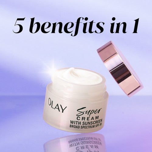 Olay Super Cream Mini with Sunscreen SPF 30, Ultra Lightweight SPF Face Moisturizer