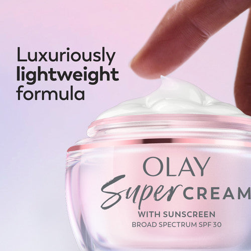 Olay Super Cream with Sunscreen SPF 30, Ultra Lightweight SPF Face Moisturizer